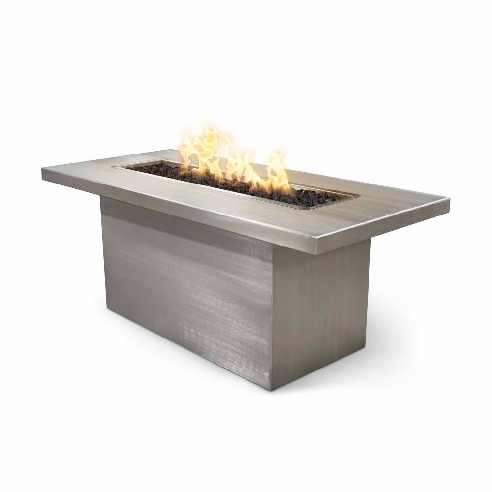 The Outdoors Plus OPT-BELLSS7230E12V-LP Bella Linear 72" x 30" Stainless Steel Fire Pit - 12V Electronic Ignition - Liquid Propane